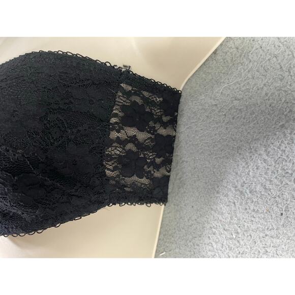 Rene Rofe Black Lace Bandeau Bra M/L Strapless Bralette Removable Pads NWT - Picture 8 of 11